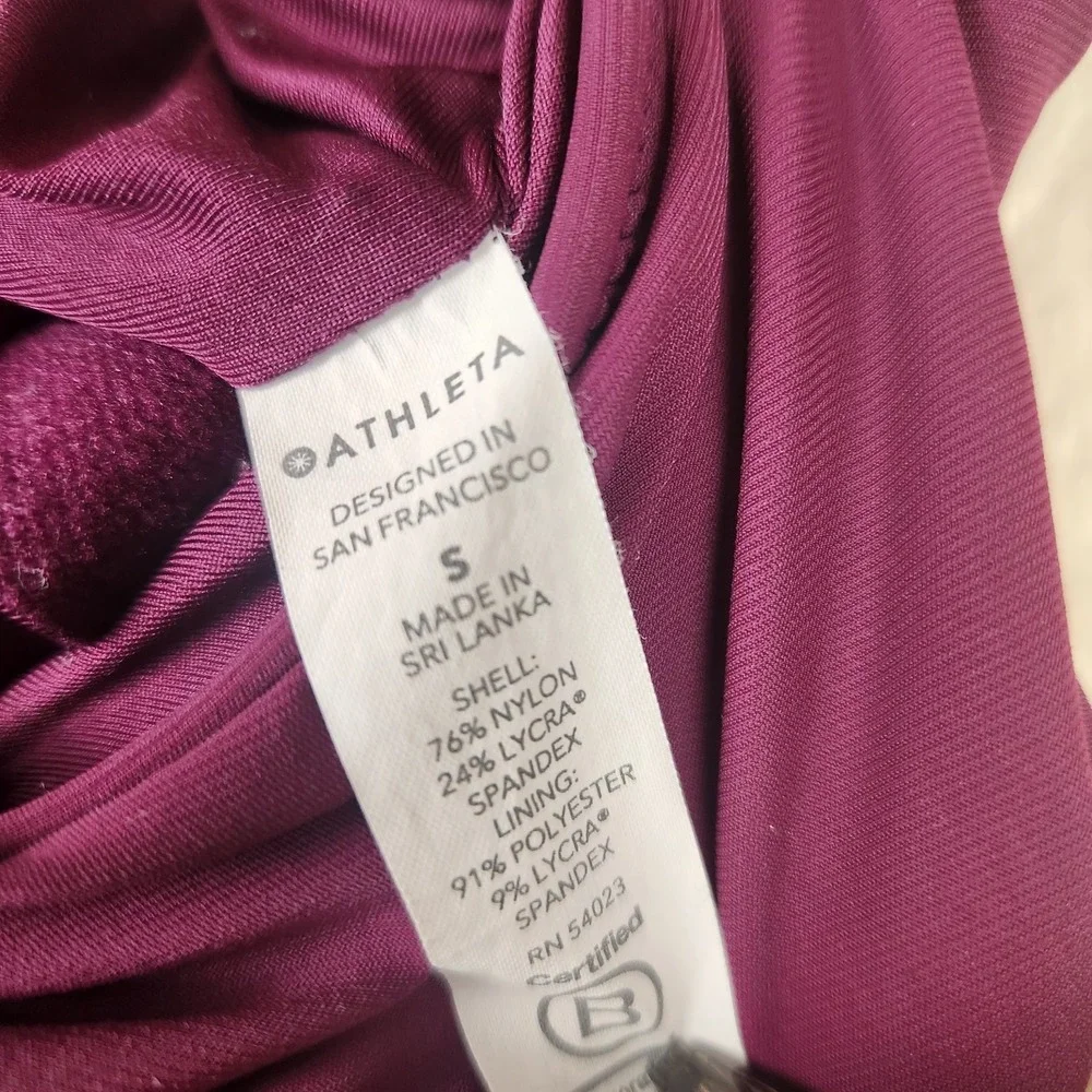 Athleta Swimsuit Womens Small Plum One Piece Ruched Adjustable Straps Side Tie‎ - Picture 4 of 12